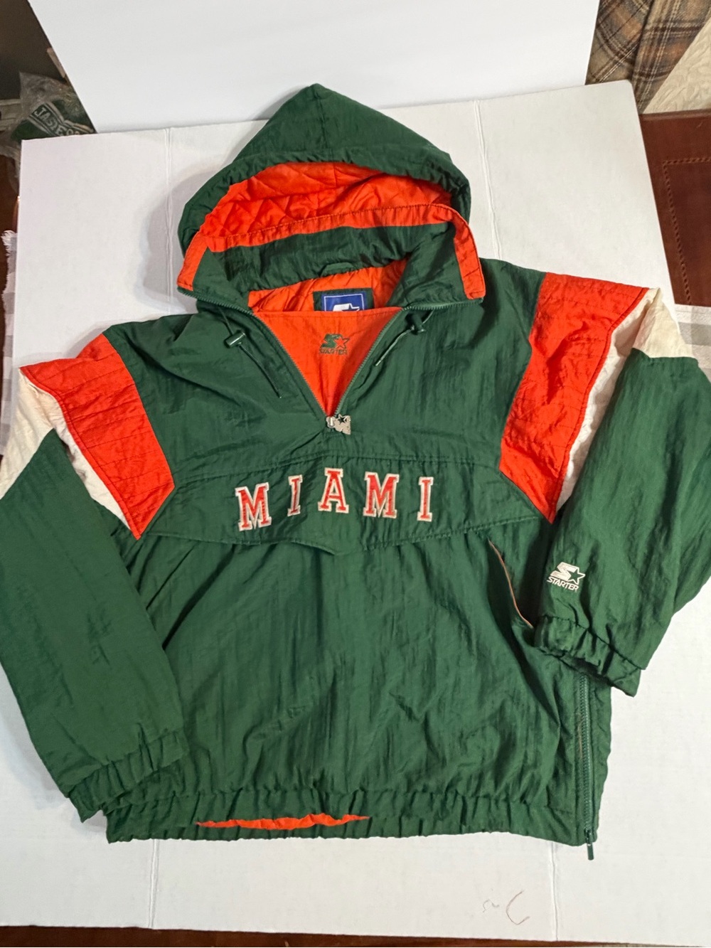 Miami Hurricanes Starter Pullover Jacket NCAA Football Windbreaker, 90s Vintage